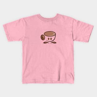 A cup of coffee with beans logo design Kids T-Shirt